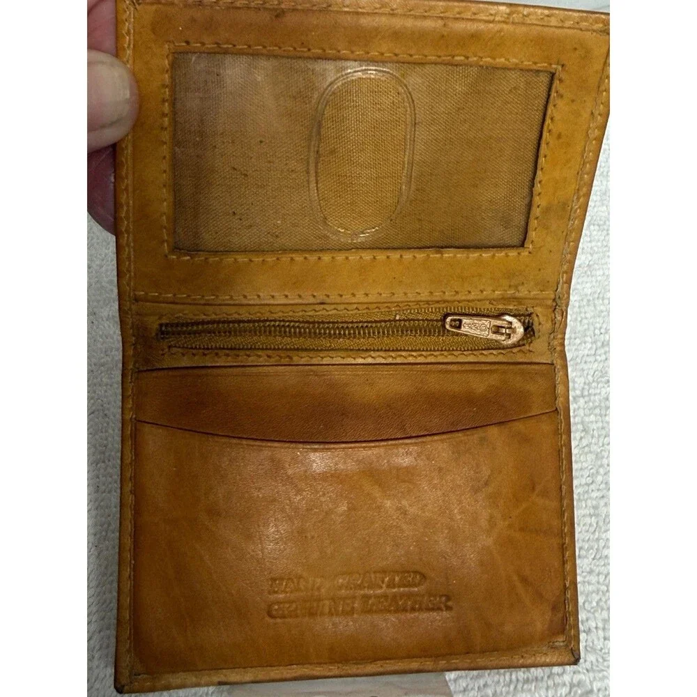 Tan Leather Bifold Wallet/ID Holder Money/Coin